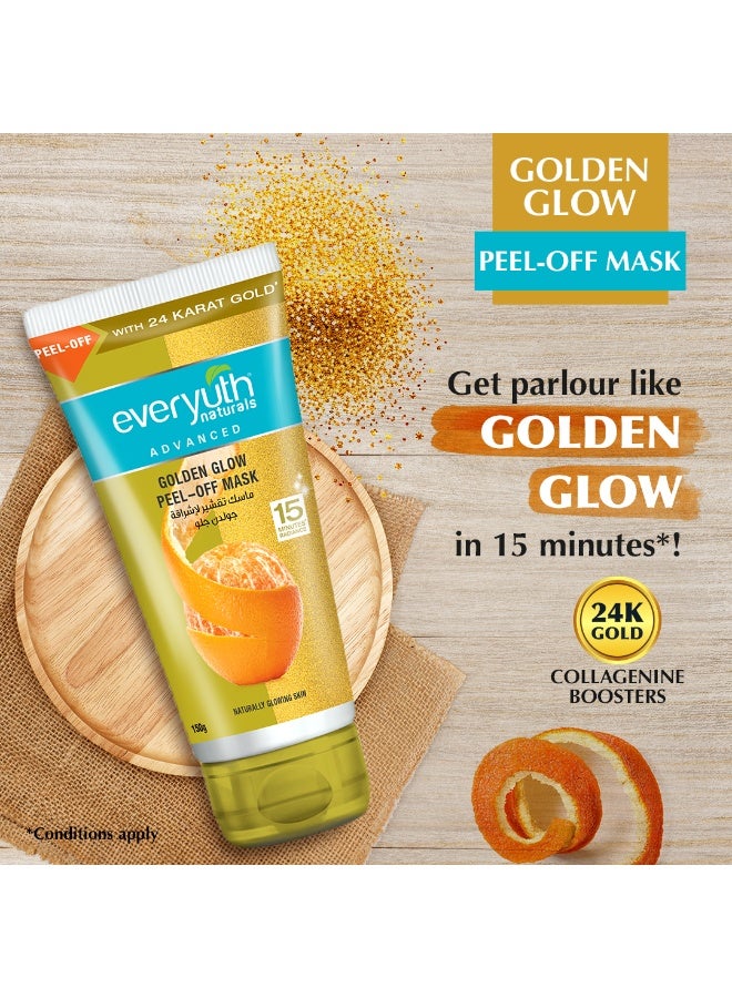 Everyuth Naturals Golden Glow Peel-off Mask for Instant Glow|24K Gold & Orange Peel Extract|Deep Cleansing, Hydrating & Revitalizing|Natural Shine & Radiance in 15 mins|For All Skin Types - 150g - Image 2