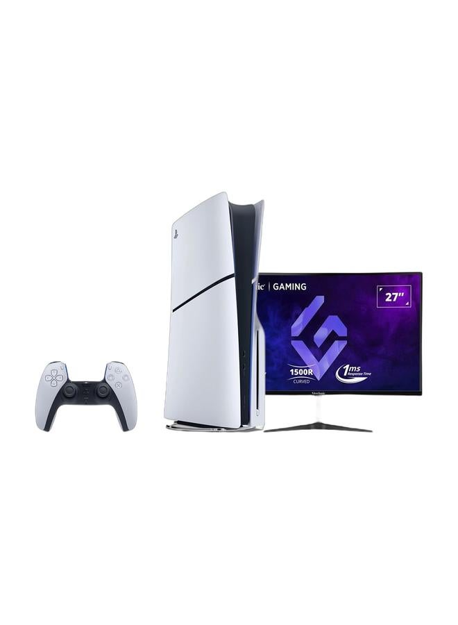 Sony PlayStation 5 With Blu-Ray Disc Version (New Model) - Official KSA Version & 27 inch  FHD Curved Gaming Monitor  (1920 X 1080) 240hz, 1MS, 3.5 Audio Out X 1/ HDMI 2.0 X 2/ Display Port: 1/ ADAPTIVE SYNC VX2719-PC-MHD Black Bundle - Image 1