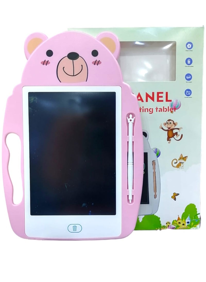 LCD - Kids Pressure Sensitive LCD Writing Tablet Ergonomic Writing Tablet with Bear Pen 9 Inch Pink/White - Image 1