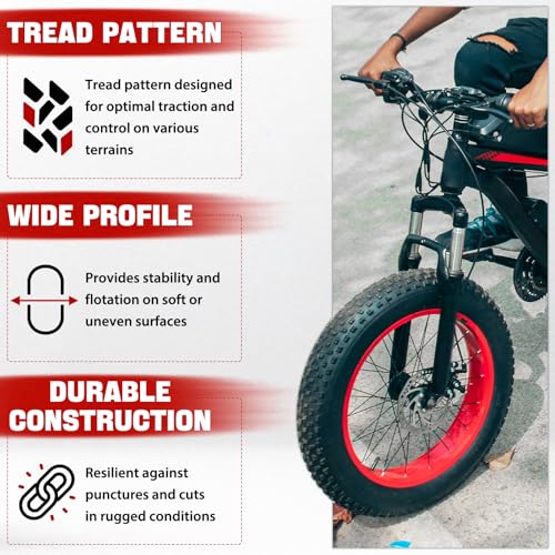 1PZ T20-X01 Fat Tire 20 x 4.0 Inch E-Bike Mountain Bicycle Tire Replacement for High-Performance Puncture-Resistant and All-Terrain Folding Electric MTB Tire with Offroad or Trail Riding - Image 5