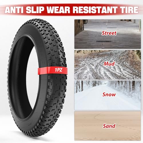 1PZ T20-X01 Fat Tire 20 x 4.0 Inch E-Bike Mountain Bicycle Tire Replacement for High-Performance Puncture-Resistant and All-Terrain Folding Electric MTB Tire with Offroad or Trail Riding - Image 4