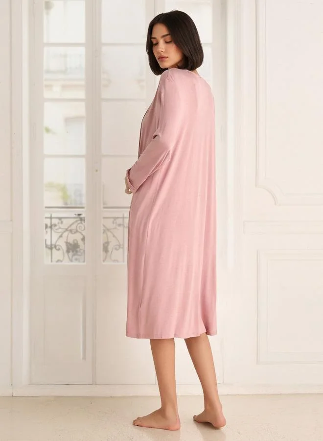 Splash FAV Night Dress with Robe Sleeveless Lace Detail