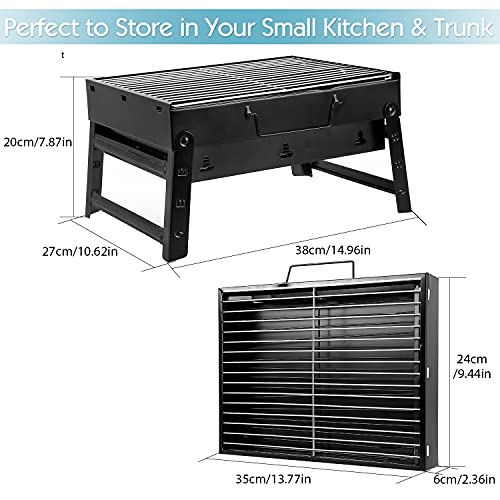 Uten Charcoal Grill, BBQ Grill Folding Portable Lightweight smoker Grill (Medium) - Image 3