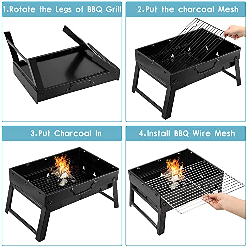 Uten Charcoal Grill, BBQ Grill Folding Portable Lightweight smoker Grill (Medium) - Image 2