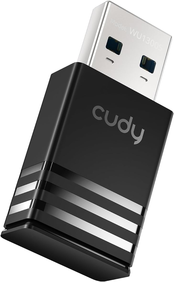 cudy محول واي فاي AC1300 USB 3.0 لجهاز الكمبيوتر، دونجل واي فاي USB، 5GHz، USB 3.0، محول لاسلكي لسطح المكتب/اللاب توب، متوافق مع ويندوز 7/8/8.1/10/11، ماك OS 10.6～10.15.3، لينوكس، WU1300S - Image 1