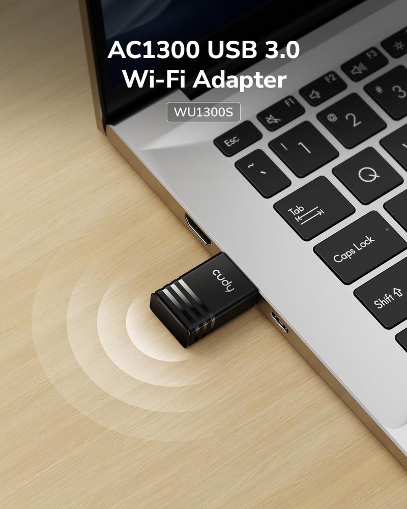 cudy محول واي فاي AC1300 USB 3.0 لجهاز الكمبيوتر، دونجل واي فاي USB، 5GHz، USB 3.0، محول لاسلكي لسطح المكتب/اللاب توب، متوافق مع ويندوز 7/8/8.1/10/11، ماك OS 10.6～10.15.3، لينوكس، WU1300S - Image 2