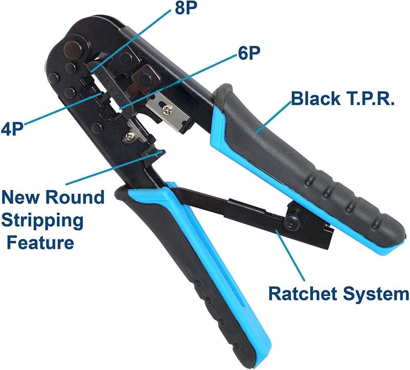 Network Wire Cutter, Specially Designed for Network Cables, Combining Stripping, Insulating, and Cutting Functions Compatible with RJ45 and RJ11 Connectors, Supports CAT5e, CAT6, CAT6A Cables - Image 1