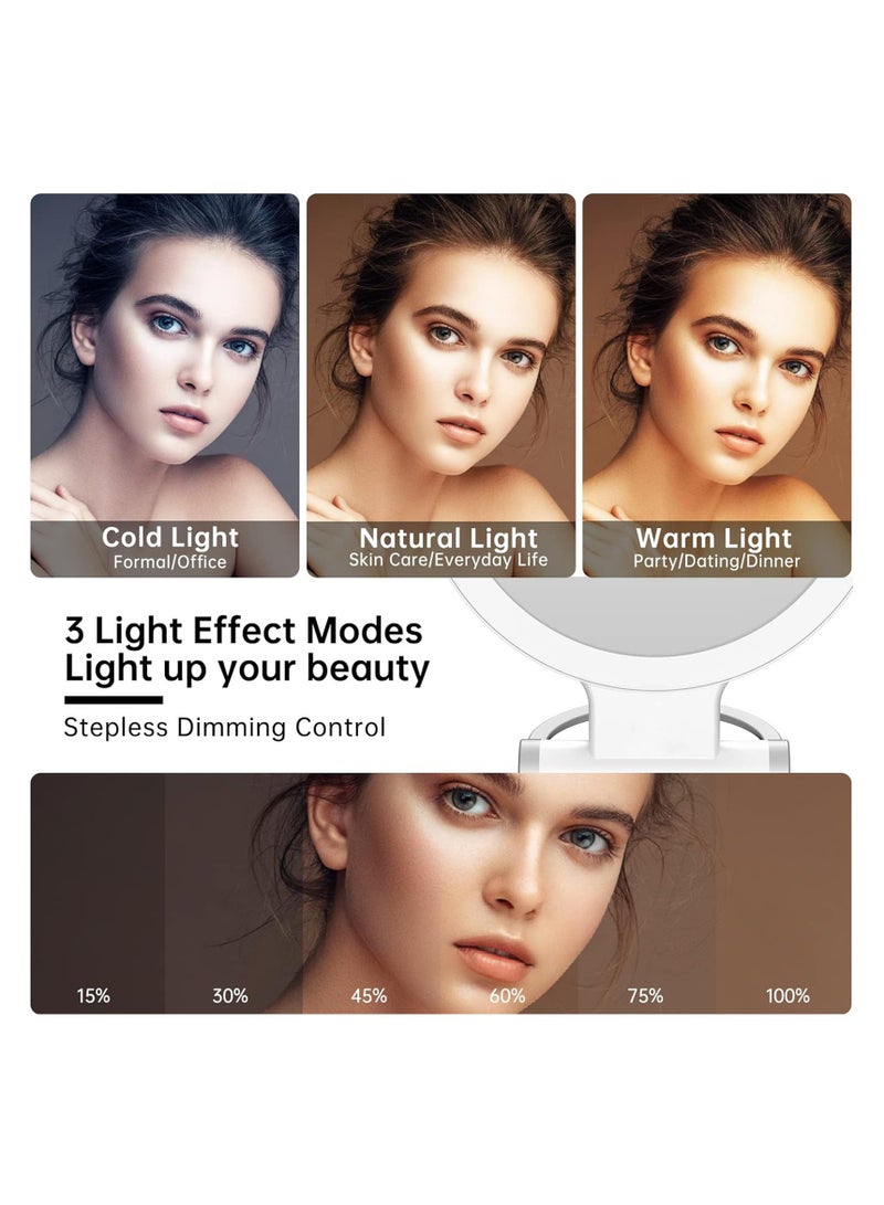 SYOSI مرآة تجميل محمولة قابلة لإعادة الشحن للسفر، مرآة مكبرة مع إضاءة، مرآة تجميل مضاءة مزدوجة الجوانب 10X/1X، مع 3 ألوان إضاءة، شاشة لمس قابلة للتعتيم، مرآة تجميل - Image 4