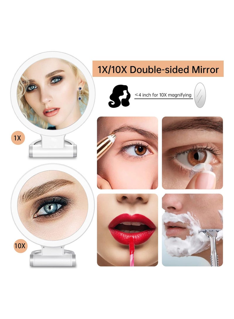 SYOSI مرآة تجميل محمولة قابلة لإعادة الشحن للسفر، مرآة مكبرة مع إضاءة، مرآة تجميل مضاءة مزدوجة الجوانب 10X/1X، مع 3 ألوان إضاءة، شاشة لمس قابلة للتعتيم، مرآة تجميل - Image 5