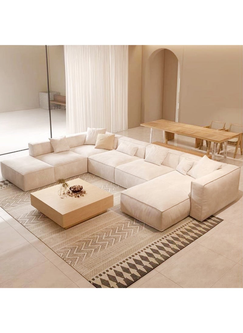 KARNAK Karnak Amelia 6 Seater U-Shape Velvet Sofa – Beige  - Image 1