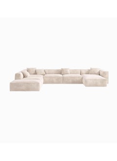 KARNAK Karnak Amelia 6 Seater U-Shape Velvet Sofa – Beige  - Image 2