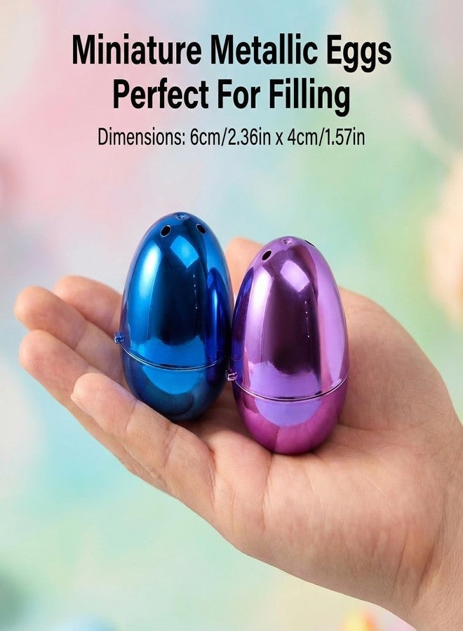 Nyicey 24 Pack Metallic Easter Eggs, Fillable Metallic Empty Eggs for Hunt Party Toys Supply Bulk- 2.3" - Image 2