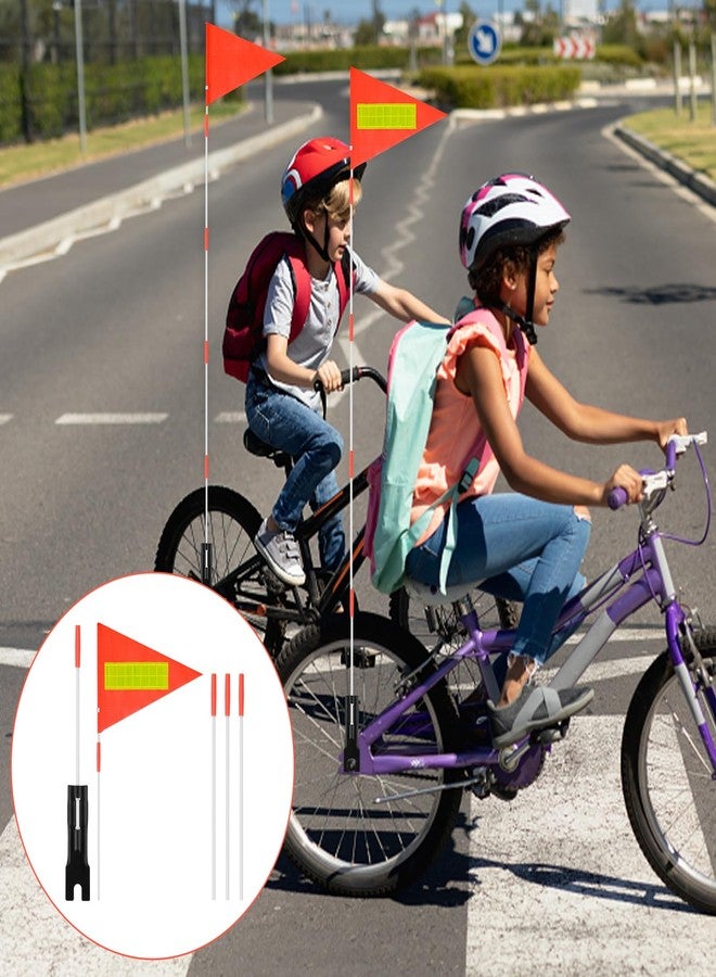 Grevosea علم أمان دراجة جريفوسيا مع عمود ارتفاع قابل للتعديل 6 أقدام عمود ألياف زجاجية متين مع شعار عاكس علم مقاوم للماء ومقاوم للتمزق لعربات الأطفال وكارتات الذهاب والدراجات الثلاثية (1 علم برتقالي و 5 أعمدة بيضاء) - Image 5