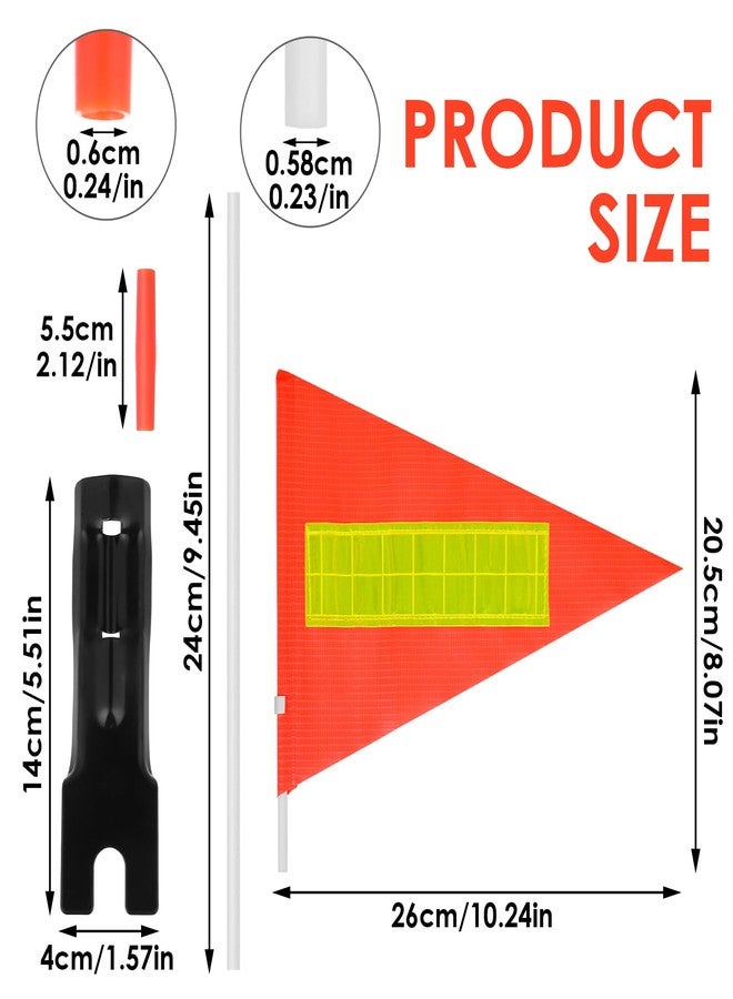 Grevosea علم أمان دراجة جريفوسيا مع عمود ارتفاع قابل للتعديل 6 أقدام عمود ألياف زجاجية متين مع شعار عاكس علم مقاوم للماء ومقاوم للتمزق لعربات الأطفال وكارتات الذهاب والدراجات الثلاثية (1 علم برتقالي و 5 أعمدة بيضاء) - Image 2