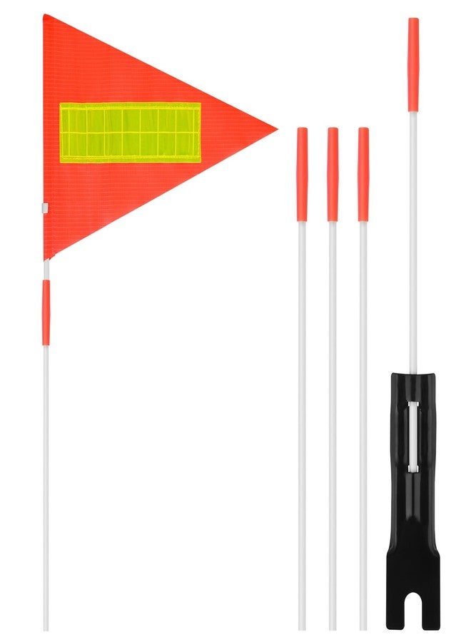 Grevosea علم أمان دراجة جريفوسيا مع عمود ارتفاع قابل للتعديل 6 أقدام عمود ألياف زجاجية متين مع شعار عاكس علم مقاوم للماء ومقاوم للتمزق لعربات الأطفال وكارتات الذهاب والدراجات الثلاثية (1 علم برتقالي و 5 أعمدة بيضاء) - Image 1