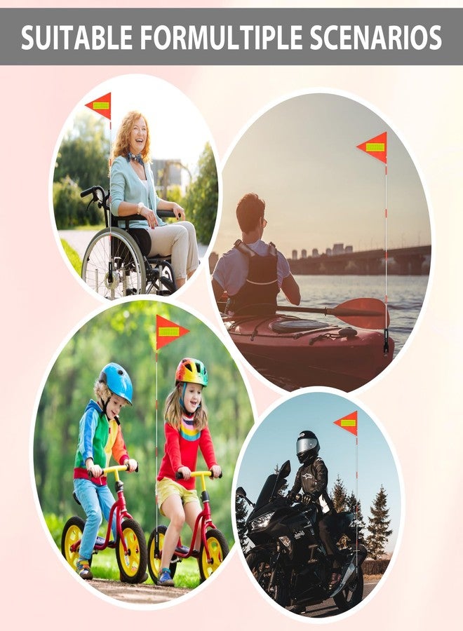 Grevosea علم أمان دراجة جريفوسيا مع عمود ارتفاع قابل للتعديل 6 أقدام عمود ألياف زجاجية متين مع شعار عاكس علم مقاوم للماء ومقاوم للتمزق لعربات الأطفال وكارتات الذهاب والدراجات الثلاثية (1 علم برتقالي و 5 أعمدة بيضاء) - Image 4