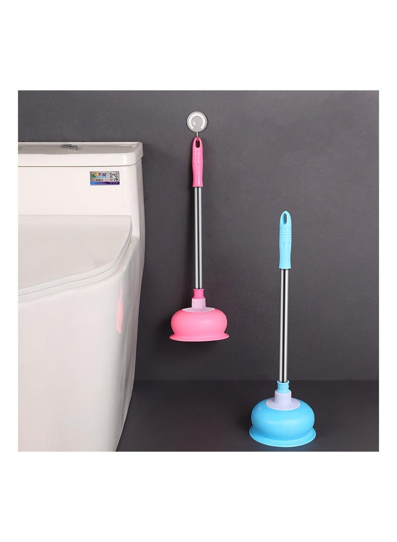 2 قطعة مضخة مرحاض، مضخة طويلة المقبض، مزيل انسداد التصريف بيد ergonomics، مضخة حمام بقوة شفط قوية، أداة فك انسداد المضخة للحمام، الدش، المطبخ - أزرق - Image 4