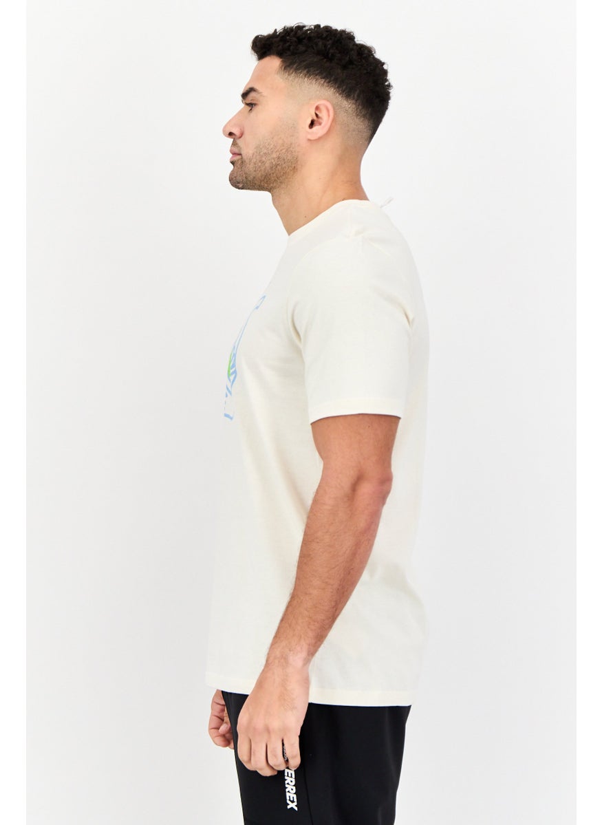 Adidas Men Sportswear Fit Short Sleeves Outdoor T-Shirt, Cream  - Image 2