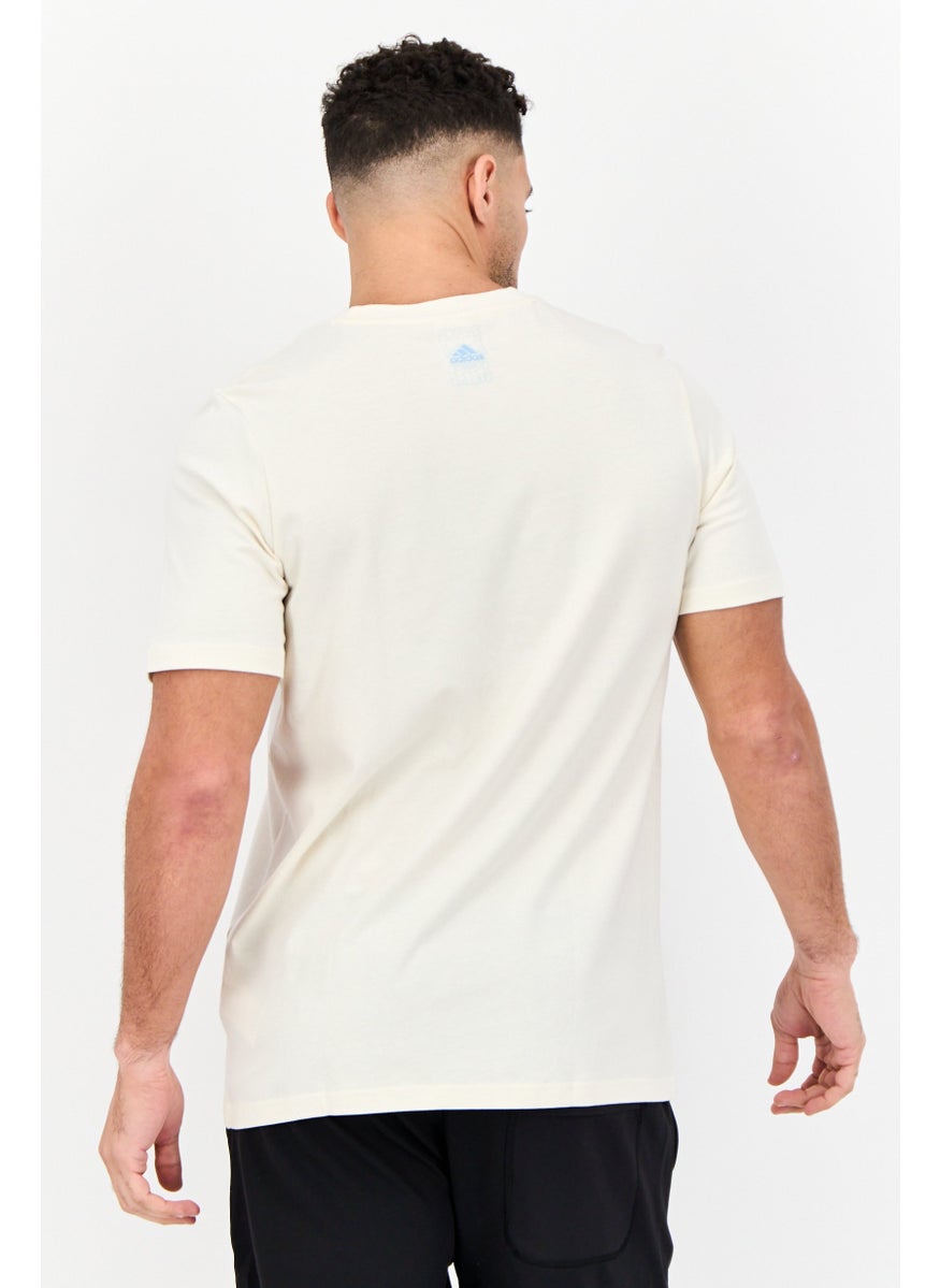 Adidas Men Sportswear Fit Short Sleeves Outdoor T-Shirt, Cream  - Image 4