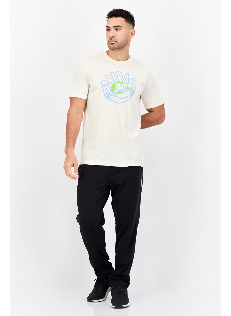 Adidas Men Sportswear Fit Short Sleeves Outdoor T-Shirt, Cream  - Image 3