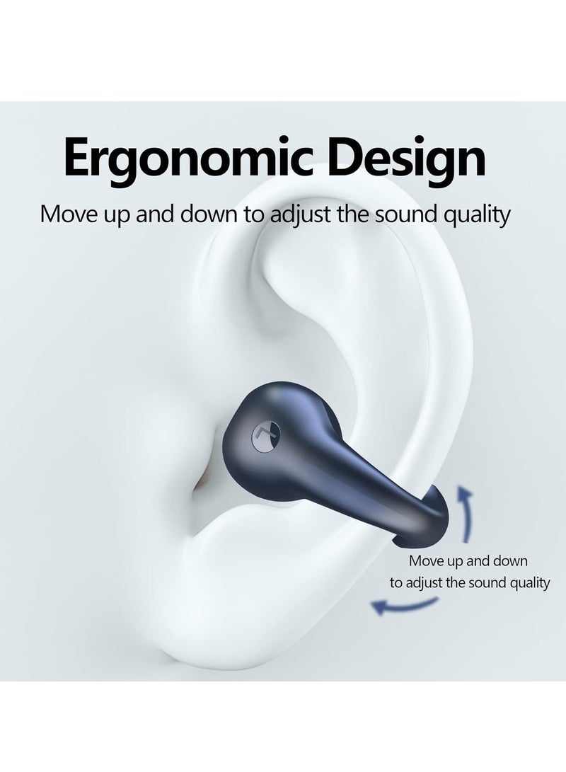 هاي هونور سماعة رأس لاسلكية تعمل بتقنية البلوتوث، سماعة رأس لاسلكية بتوصيل العظام، شريحة بلوتوث 5.3، عمر طويل للغاية، بطارية كبيرة، مناسبة للجري والتمارين الرياضية وركوب الدراجات، لون كاكي - Image 5