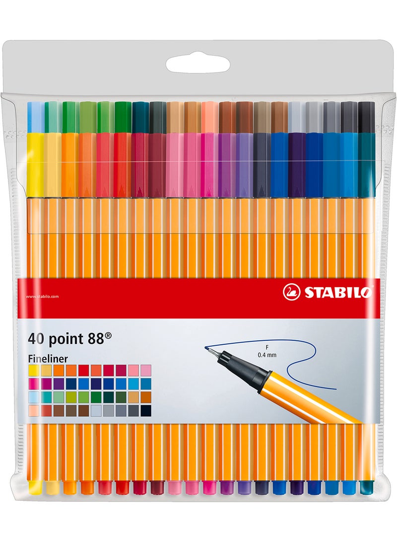 STABILO Fineliner Pen - point 88 Wallet of 40 Assorted Colours , Anti-Dry Out , for Journal Planner , Note , Drawing  - Image 2
