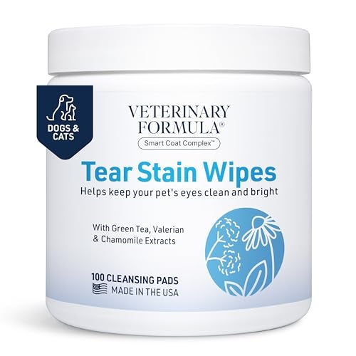 Veterinary Formula Smart Coat Complex Eye Face Wipes for Dogs Cats 100 ct Gently Remove Tear Stains Clean Facial Fur Eye Discharge FragranceFree PreMoistened - Image 1