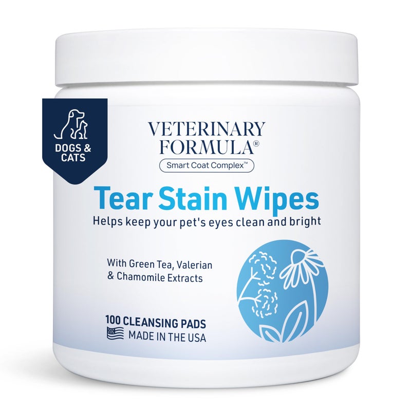 Veterinary Formula Smart Coat Complex Eye Face Wipes for Dogs Cats 100 ct Gently Remove Tear Stains Clean Facial Fur Eye Discharge FragranceFree PreMoistened - Image 2
