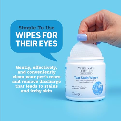 Veterinary Formula Smart Coat Complex Eye Face Wipes for Dogs Cats 100 ct Gently Remove Tear Stains Clean Facial Fur Eye Discharge FragranceFree PreMoistened - Image 3