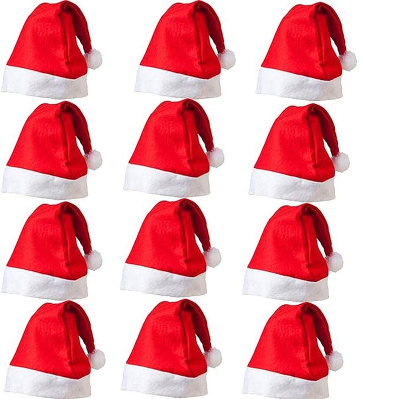 Evisha 12 Pcs Christmas Caps Santa Caps Charistmas caps For Tree Decoration X-Mass Caps Hats Santa Caps Santa Claus Caps - Image 1