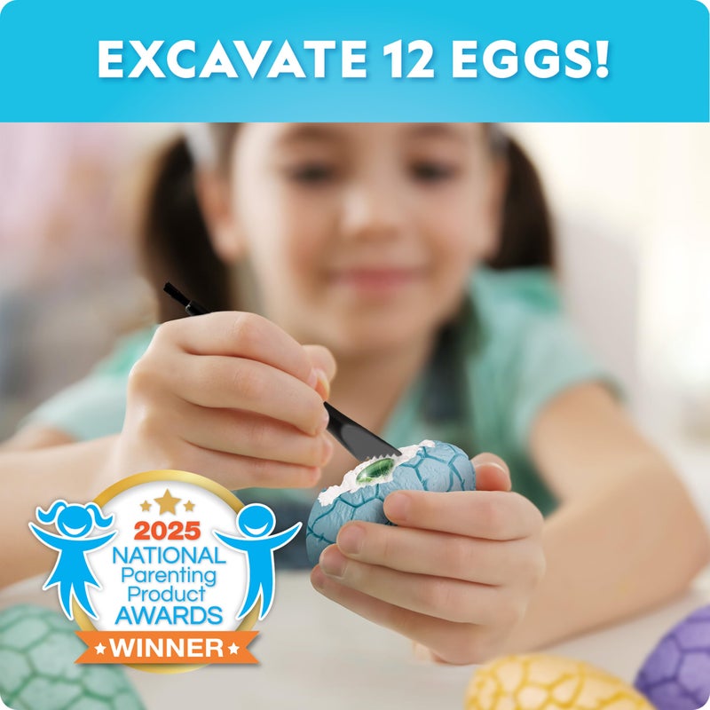 Blue Marble Easter Eggscavation Dig Kit - 12 Easter Egg Dig Bricks With Real Gemstones & Glow In The Dark Dinosaur Figures  Includes Dig Tools  Egg Hunt Or Dig Party Activity  Easter Basket Stuffers - Image 2