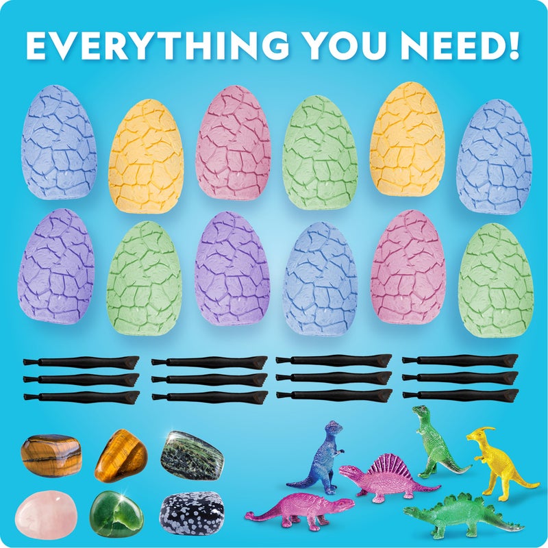 Blue Marble Easter Eggscavation Dig Kit - 12 Easter Egg Dig Bricks With Real Gemstones & Glow In The Dark Dinosaur Figures  Includes Dig Tools  Egg Hunt Or Dig Party Activity  Easter Basket Stuffers - Image 5