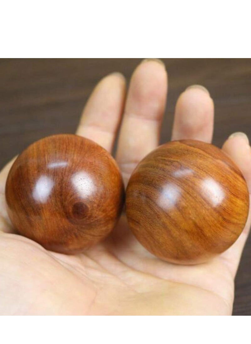 SYOSI 2 PCS Wooden Round Balls, Meditation Balls Qigong Balls Massage Ball Hand Massage Ball Chinese Health Exercise Balls for Relaxation Hand Therapy 4CM  - Image 3