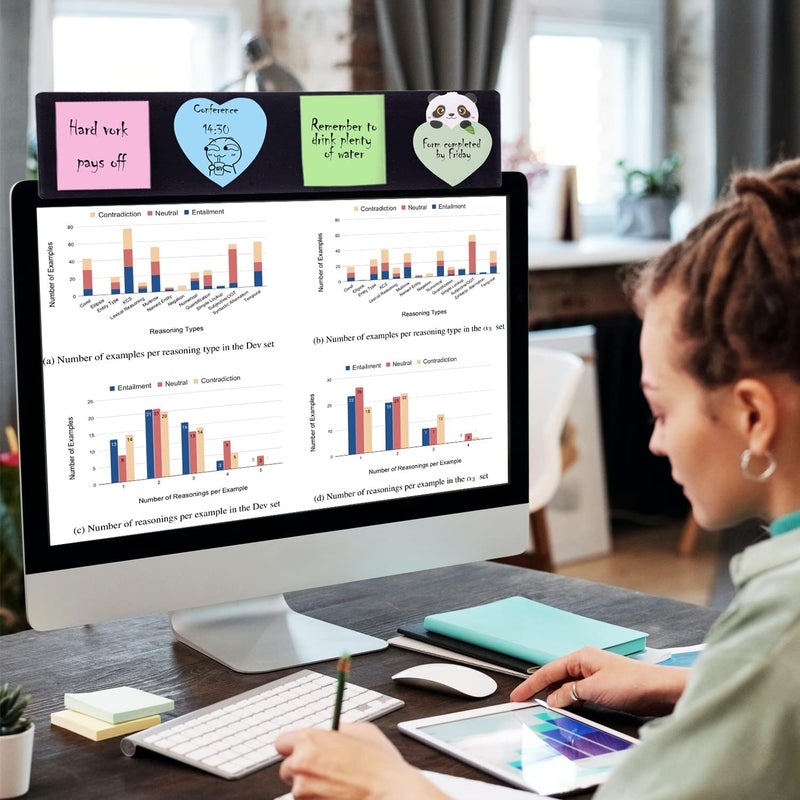 Yocoolfun 2 Pack Black Monitor Memo Board Top Mount,18" Monitor Sticky Note Holder,Sticky Boards,Message Board for Computer Monitors - Image 3