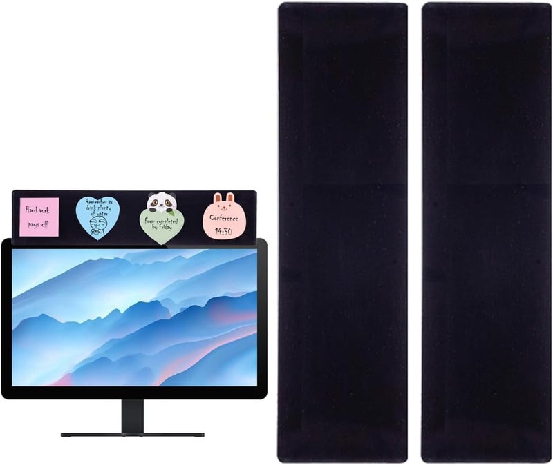 Yocoolfun 2 Pack Black Monitor Memo Board Top Mount,18" Monitor Sticky Note Holder,Sticky Boards,Message Board for Computer Monitors - Image 1