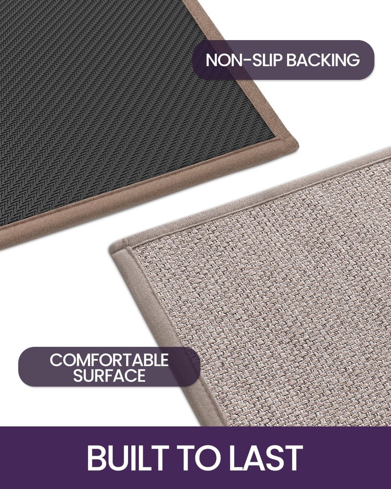DEXI 2 Pcs Kitchen Mats and Rugs for Floor, 44x75 + 44x150 cm, Non Slip Washable Absorbent Thin Woven Runner Rug for Front of Sink, Laundry Room, Hallway, Khaki - Image 5