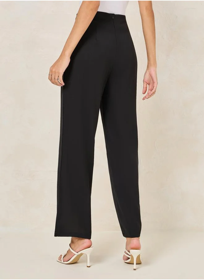 ستايلي Metal Accent Detail Wide Leg Pants