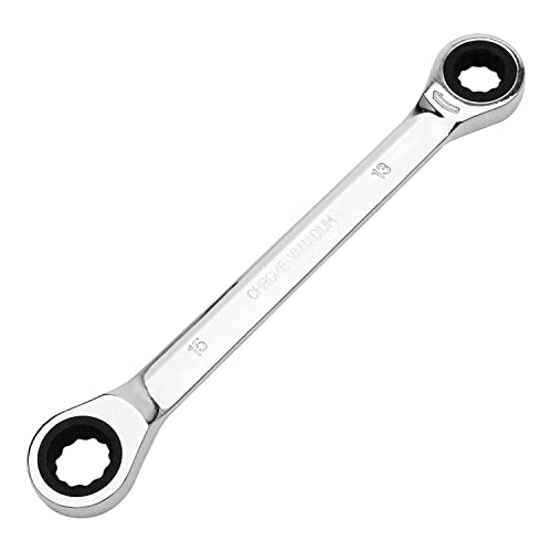 Utoolmart Double Box End Ratcheting Wrench,13mm x 15mm Metric Heavy Duty Cr-V Box Ratcheting Gear Spanner 1pcs - Image 1