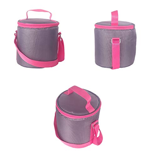 Foonty Women's Polyurethane Office Use Waterproof Lunch/Tiffin Bag (Grey and Pink,FFFLB9001L)) - Image 2