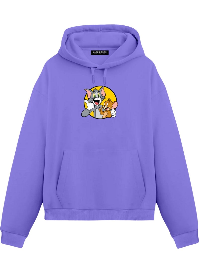 Tom and Jerry Printed Purple Unisex Oversize Fit Cotton Hooded Sweatshirt - pzsku/ZFAA77B9379E1EE89F6C9Z/45/_/1740644273/0c8f998b-be6f-4727-a6c8-09c9516b29e3