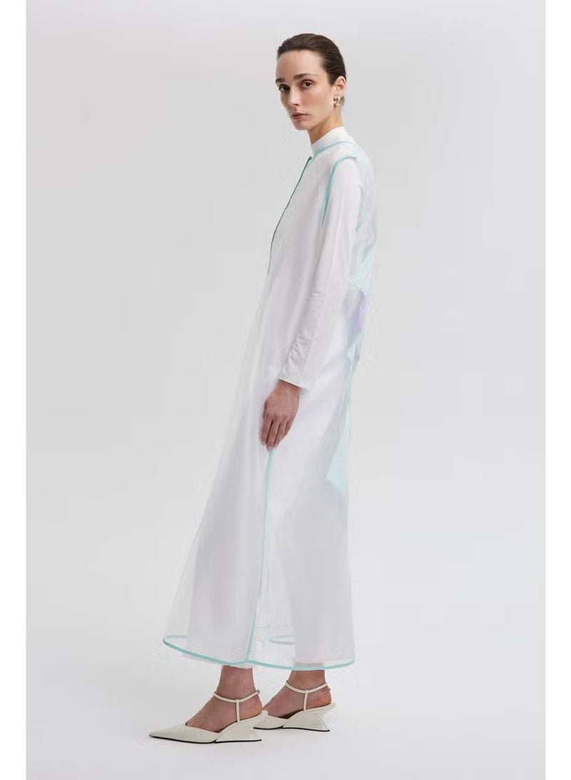 Touche Long Organza Vest with Embroidery Detail - Image 3