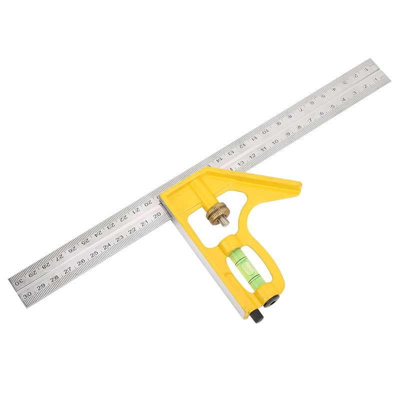 300MM Adjustable Multi Function Right Angle Combination Square, Zinc Alloy and Stainless Steel, 45° / 90° Measuring Ruler with Level -, Durable Construction, Ideal - Image 3
