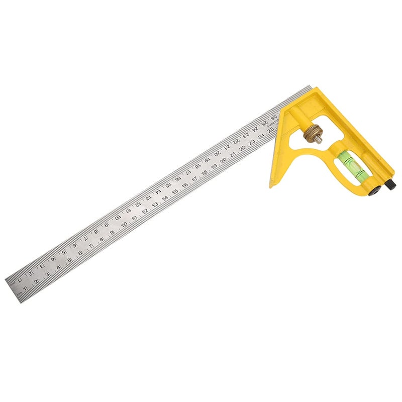 300MM Adjustable Multi Function Right Angle Combination Square, Zinc Alloy and Stainless Steel, 45° / 90° Measuring Ruler with Level -, Durable Construction, Ideal - Image 1