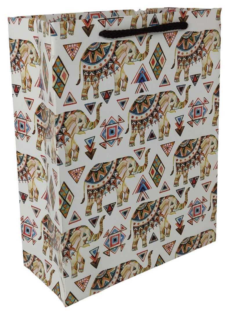 Arrow Paper Products Elephant Design Gift Bags for Gifting, Weddings, Birthday, Holiday Presents (17.78 x 7.62 x 22.86 cm) Pack of 10 - Image 4