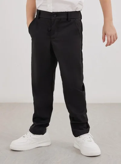 Styli Boys Black Regular Fit Pants with Pockets