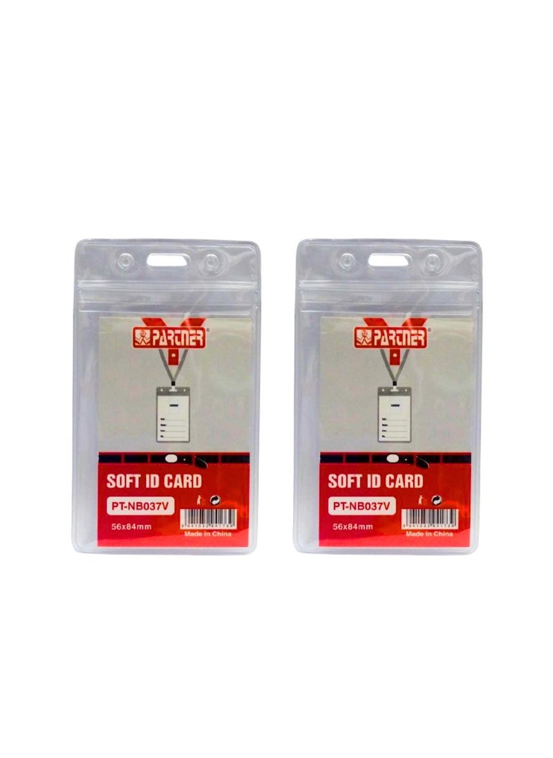 PARTNER ID Card Holders Waterproof Clear Plastic Perfect for Credit Cards, ID Swipe Cards, Key Cards, and Driver's License PVC Material (Pack of 2)  - Image 1