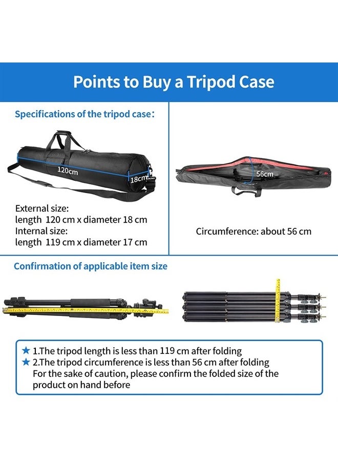 HEMMOTOP Tripod Carrying Case Bag 47x7x7in/120x18x18cm Heavy Duty with Storage Bag and Shoulder Strap Padded Carrying Bag for Light Stands, Boom Stand, Tripod,Mic Stand and Tent Pole  - Image 2