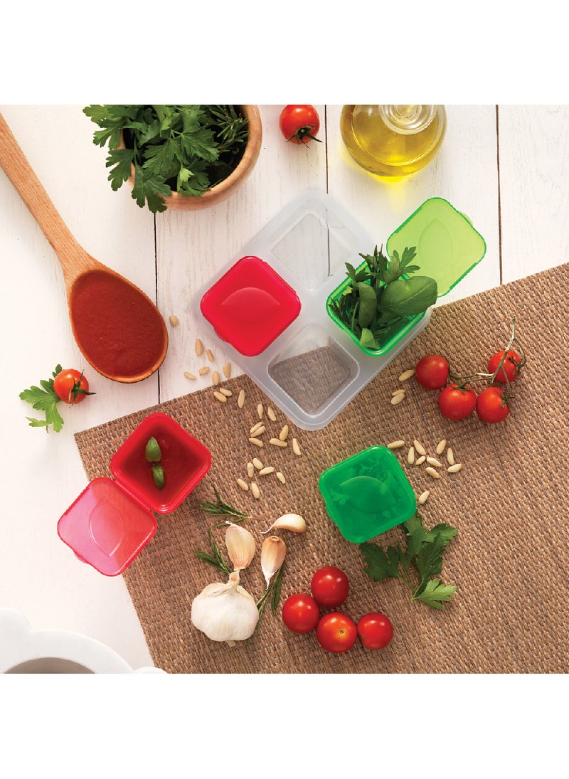 Snips 4 Pieces Frozen Sauce & Herb Small Single-Portion Containers - 100 ml, 0% BPA – Use & Reuse product – 100% Recyclable, Made in Italy, 033060 - Image 3