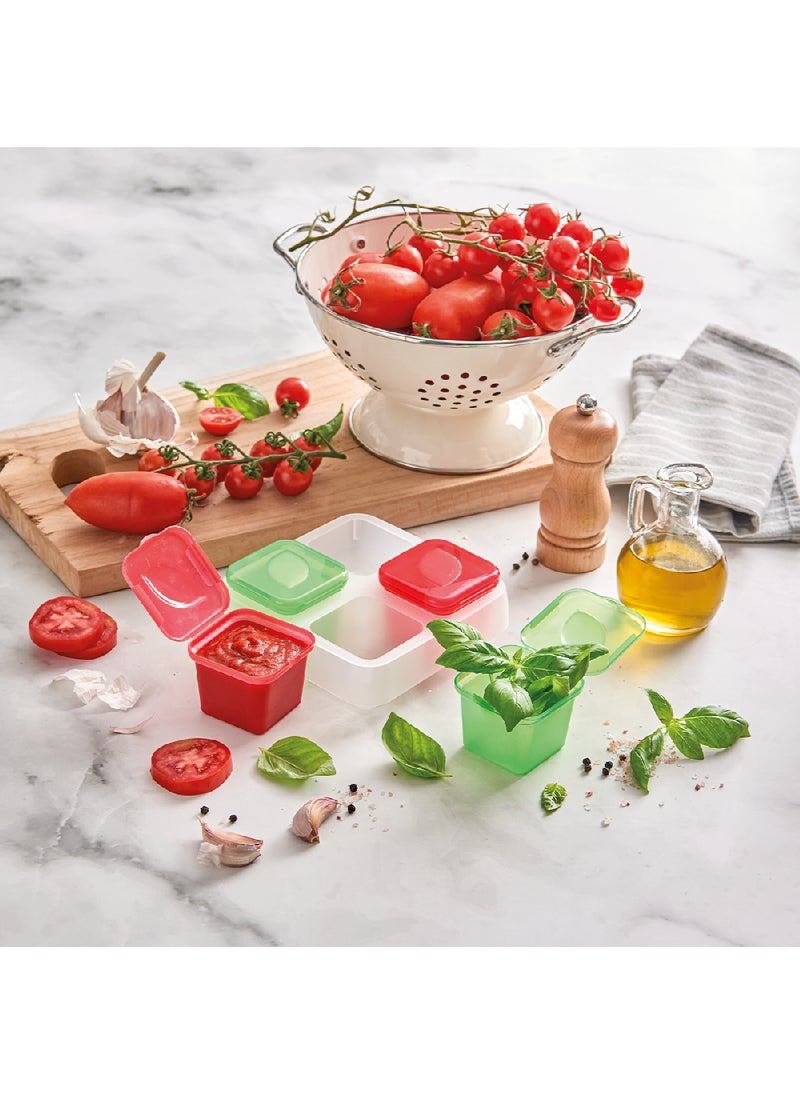 Snips 4 Pieces Frozen Sauce & Herb Small Single-Portion Containers - 100 ml, 0% BPA – Use & Reuse product – 100% Recyclable, Made in Italy, 033060 - Image 4