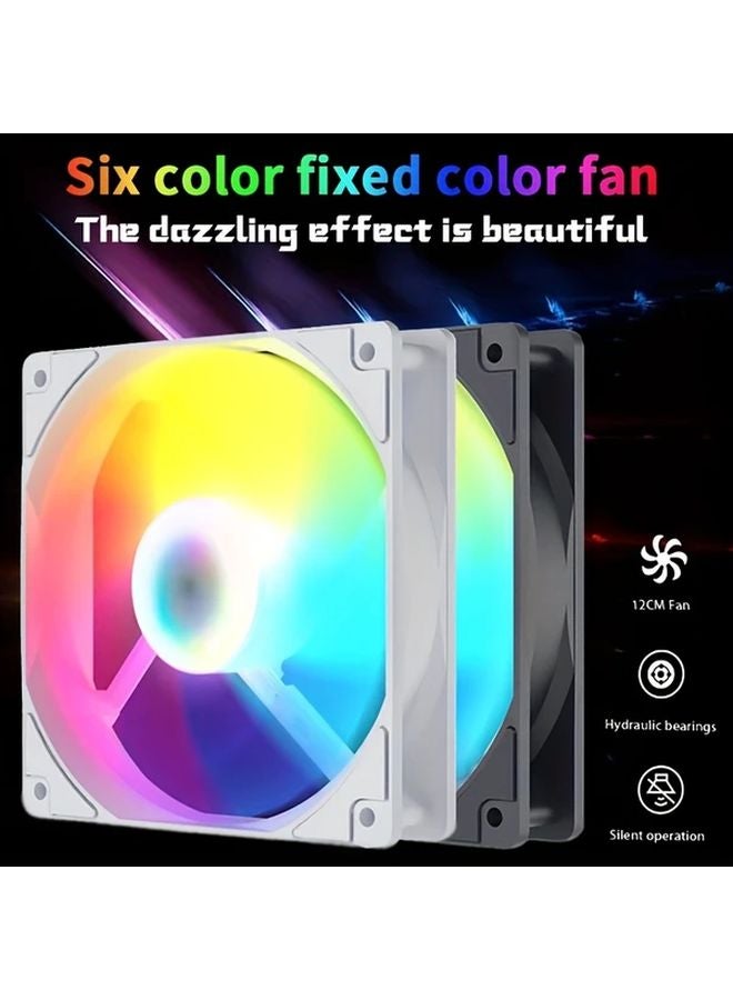 مروحة تبريد صامتة LED RGB سوداء مقاس 4.72 بوصة لصندوق الكمبيوتر مع تعزيز تبديد الحرارة وريش محملة بشاحن توربيني وإضاءة متعددة الألوان - Image 1